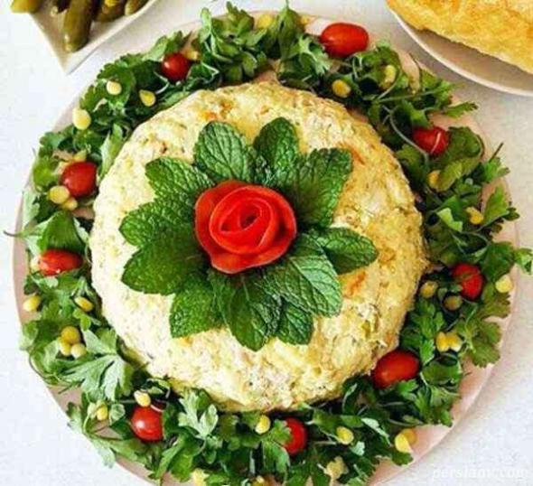 تزیین سالاد الویه ساده و شیک تزیین سالاد الویه ساده و شیک