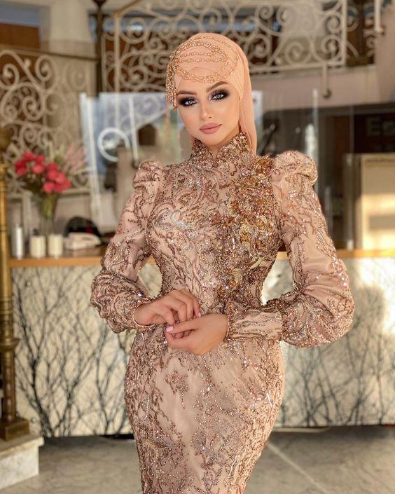 مدل لباس مجلسی پوشیده با توربان لباس مجلسی پوشیده
