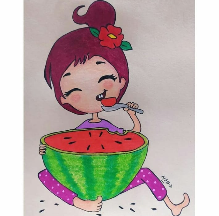 نقاشی یلدا مدادرنگی نقاشی شب یلدا با مدادرنگی