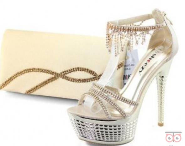 ست کیف و کفش عروس میکس طلایی نقره ای
