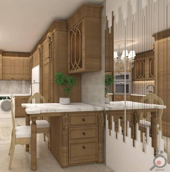 طراحی دکوراسیون آشپزخانه با چوب