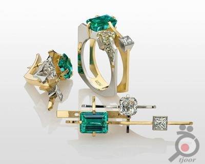 طلا و جواهرات با طراحی خاص یاقوت سبز و برلیان