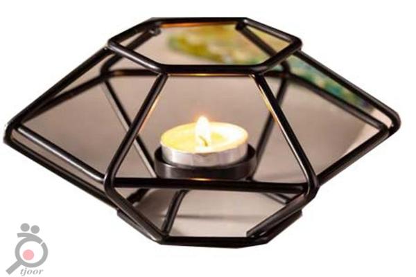 جا شمعی فلزی شش ضلعی کوتاه