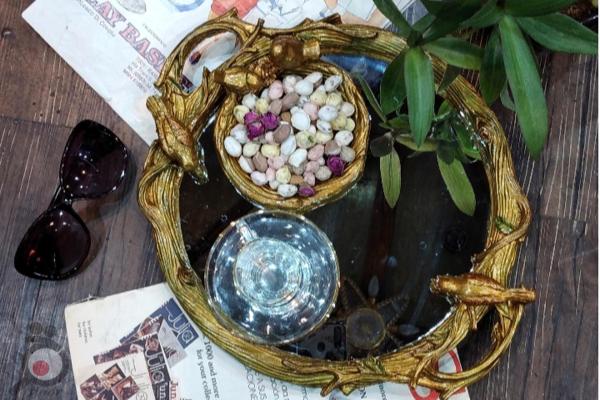 سینی کف آینه پلی استررزین طرح قناری